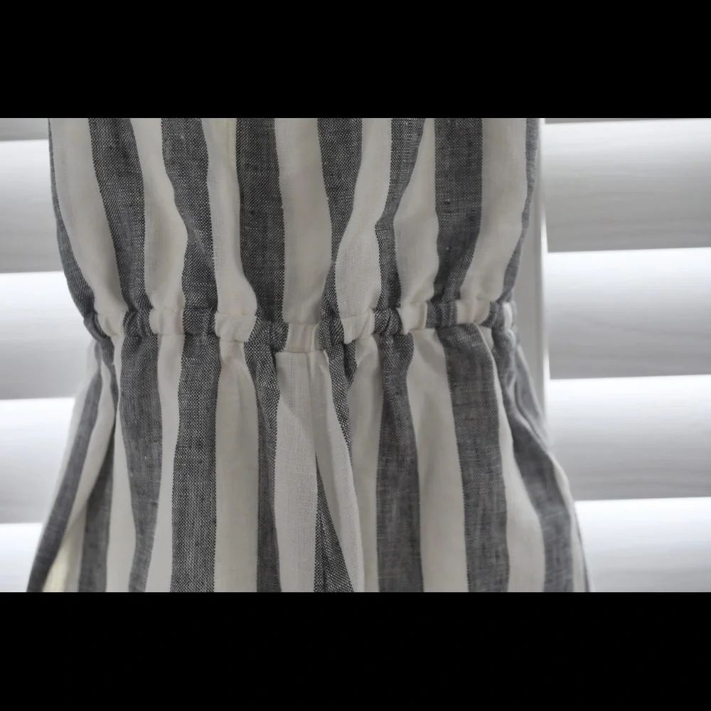 Reformation Striped Black and White Linen Jumpsuit